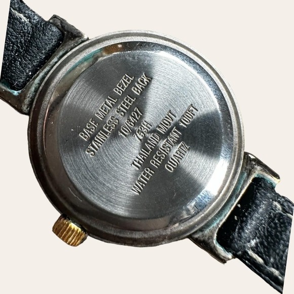 Vintage anne klein watch water resistant glam diamond face quartz leathe… - Picture 5 of 5